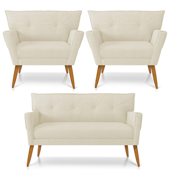 Kit 01 Namoradeira 02 Lugares E 02 Poltronas Anitta Linho Are