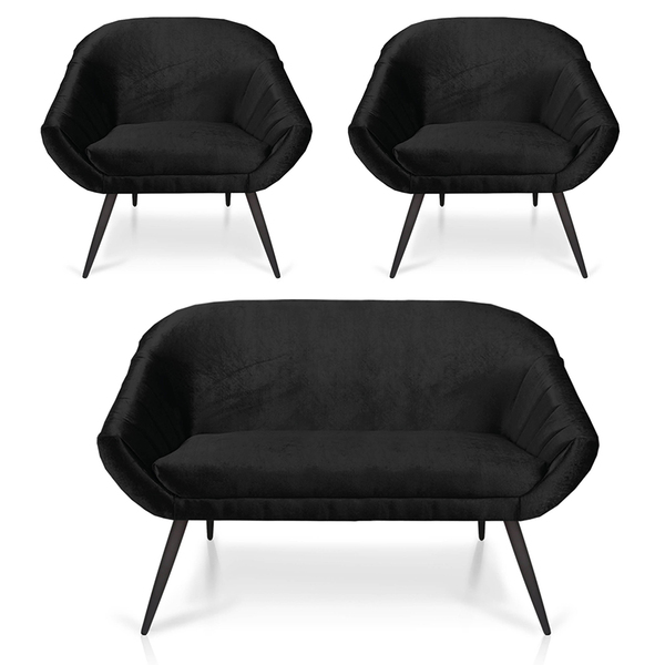 Kit 01 Namoradeira 02 Lugares E 02 Poltronas Giovana Acetinad