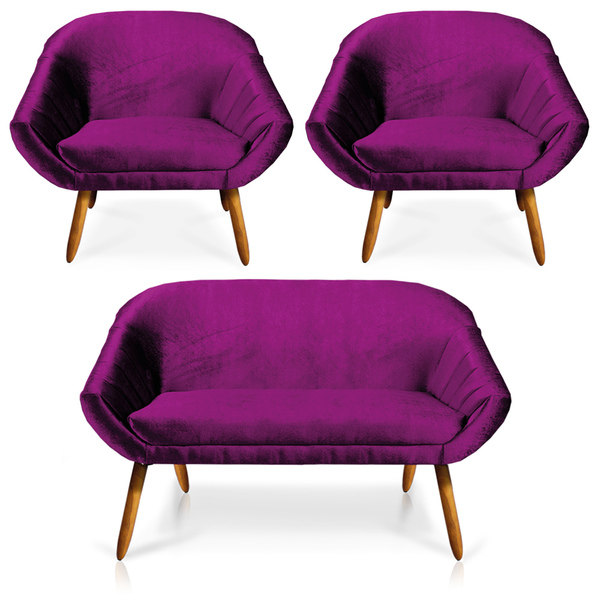 Kit 01 Namoradeira 02 Lugares E 02 Poltronas Giovana Acetinad