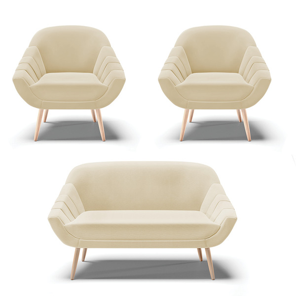 Kit 01 Namoradeira 02 Lugares E 02 Poltronas Giovana Linho Be