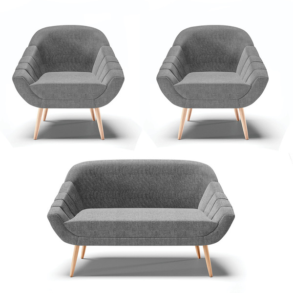 Kit 01 Namoradeira 02 Lugares E 02 Poltronas Giovana Linho Pé