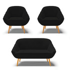 Kit 01 Namoradeira 02 Lugares E 02 Poltronas Giovana Linho Pé