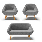 Kit 01 Namoradeira 02 Lugares E 02 Poltronas Giovana Linho Pé