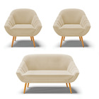 Kit 01 Namoradeira 02 Lugares E 02 Poltronas Giovana Linho Pé