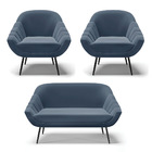 Kit 01 Namoradeira 02 Lugares E 02 Poltronas Giovana Suede Az