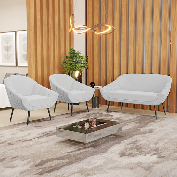 Kit 01 Namoradeira 02 Lugares E 02 Poltronas Giovana Suede Ci