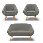 Kit 01 Namoradeira 02 Lugares E 02 Poltronas Giovana Suede Gr