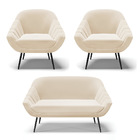 Kit 01 Namoradeira 02 Lugares E 02 Poltronas Giovana Suede Pé