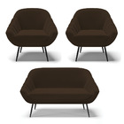 Kit 01 Namoradeira 02 Lugares E 02 Poltronas Giovana Suede Pé