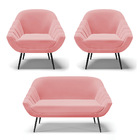 Kit 01 Namoradeira 02 Lugares E 02 Poltronas Giovana Suede Pé