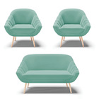 Kit 01 Namoradeira 02 Lugares E 02 Poltronas Giovana Suede Pé