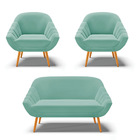 Kit 01 Namoradeira 02 Lugares E 02 Poltronas Giovana Suede Pé