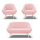 Kit 01 Namoradeira 02 Lugares E 02 Poltronas Giovana Suede Pé