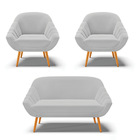 Kit 01 Namoradeira 02 Lugares E 02 Poltronas Giovana Suede Pé