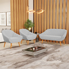 Kit 01 Namoradeira 02 Lugares E 02 Poltronas Giovana Suede Pé