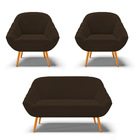 Kit 01 Namoradeira 02 Lugares E 02 Poltronas Giovana Suede Pé