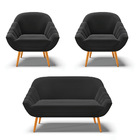 Kit 01 Namoradeira 02 Lugares E 02 Poltronas Giovana Suede Pé