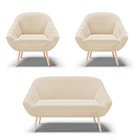 Kit 01 Namoradeira 02 Lugares E 02 Poltronas Giovana Suede Pé