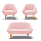 Kit 01 Namoradeira 02 Lugares E 02 Poltronas Giovana Suede Ro