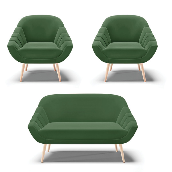 Kit 01 Namoradeira 02 Lugares E 02 Poltronas Giovana Suede Ve