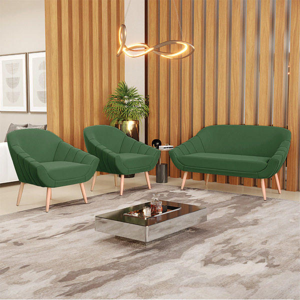 Kit 01 Namoradeira 02 Lugares E 02 Poltronas Giovana Suede Ve