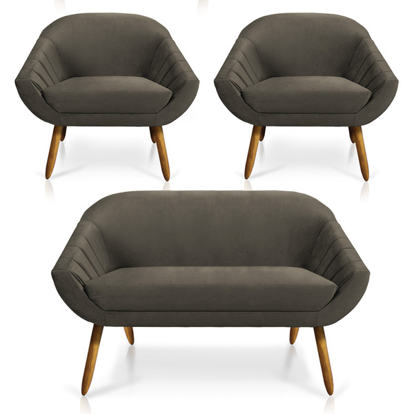 Kit 01 Namoradeira 02 Lugares E 02 Poltronas Giovana Veludo M