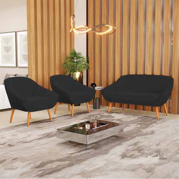 Kit 01 Namoradeira 02 Lugares E 02 Poltronas Giovana Veludo P