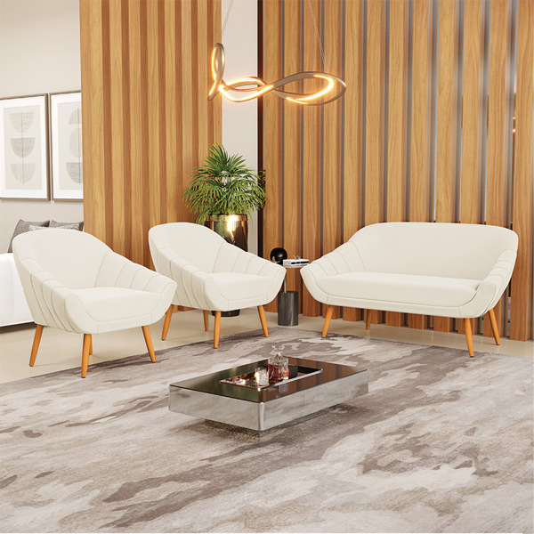 Kit 01 Namoradeira 02 Lugares E 02 Poltronas Giovana Veludo P