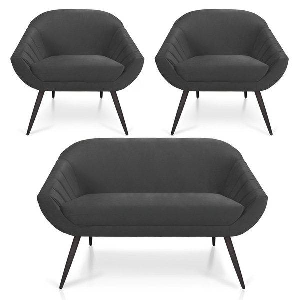 Kit 01 Namoradeira 02 Lugares E 02 Poltronas Giovana Veludo P