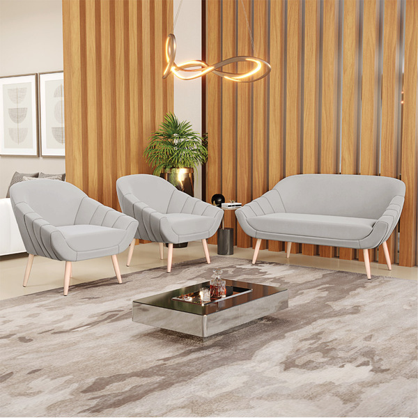 Kit 01 Namoradeira 02 Lugares E 02 Poltronas Giovana Veludo P