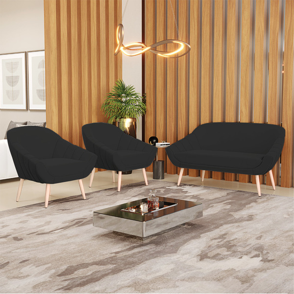 Kit 01 Namoradeira 02 Lugares E 02 Poltronas Giovana Veludo P