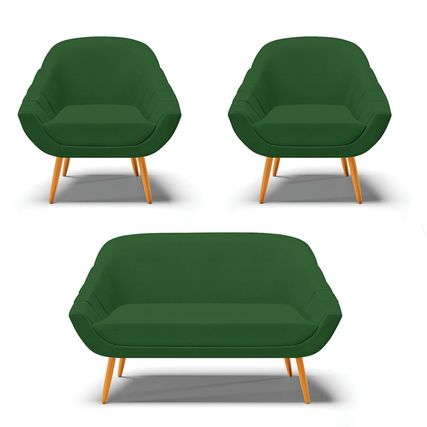 Kit 01 Namoradeira 02 Lugares E 02 Poltronas Giovana Veludo V