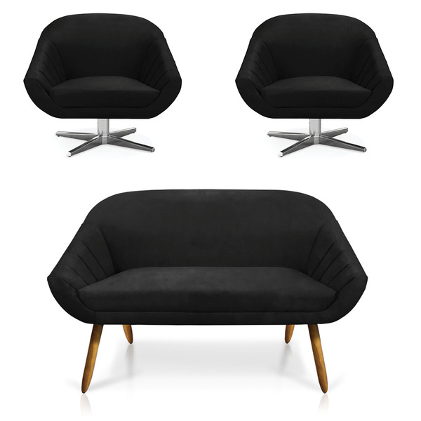 Kit 01 Namoradeira 02 Lugares E 02 Poltronas Giratória Giovan