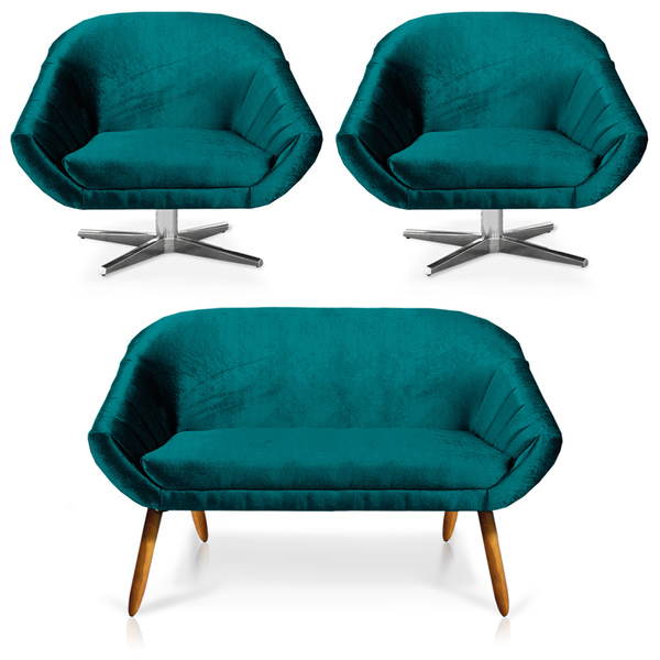 Kit 01 Namoradeira 02 Lugares E 02 Poltronas Giratória Giovan