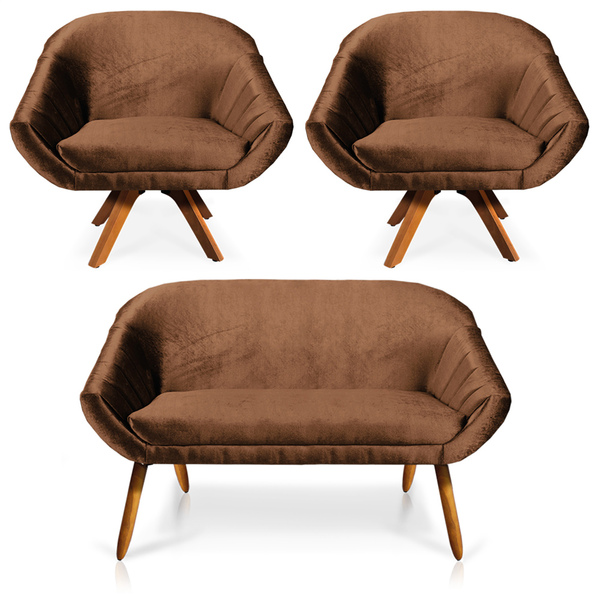 Kit 01 Namoradeira 02 Lugares E 02 Poltronas Giratória Giovan