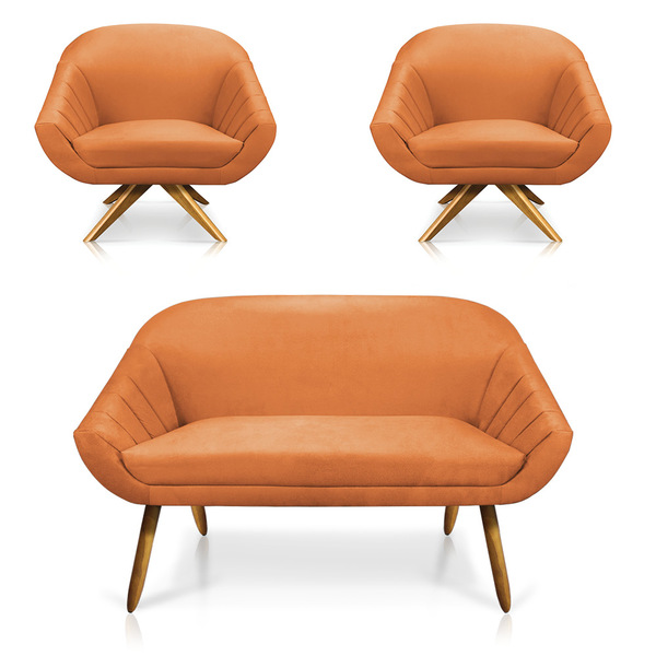 Kit 01 Namoradeira 02 Lugares E 02 Poltronas Giratória Giovan