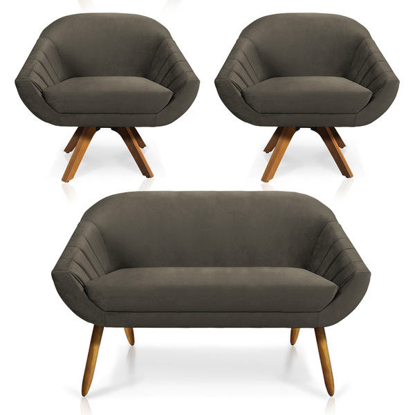 Kit 01 Namoradeira 02 Lugares E 02 Poltronas Giratória Giovan