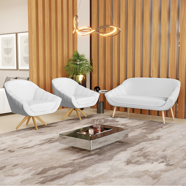 Kit 01 Namoradeira 02 Lugares E 02 Poltronas Giratória Giovan