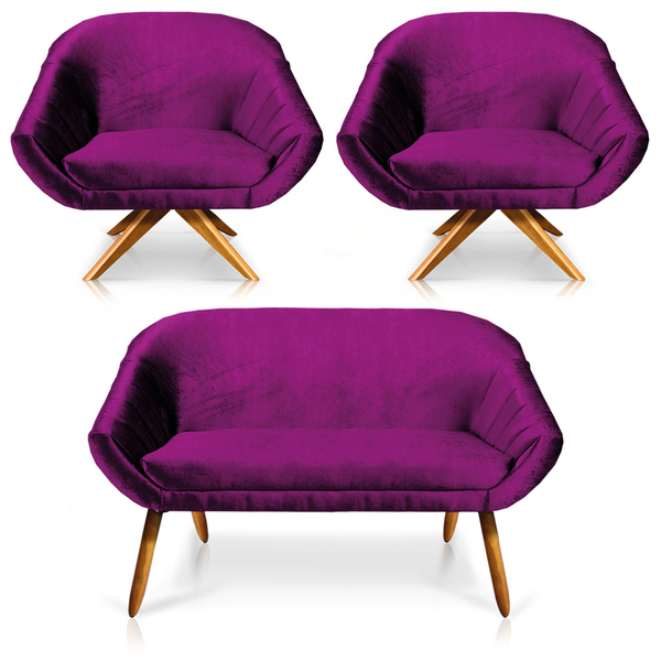 Kit 01 Namoradeira 02 Lugares E 02 Poltronas Giratória Giovan