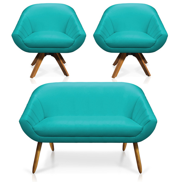 Kit 01 Namoradeira 02 Lugares E 02 Poltronas Giratória Giovan