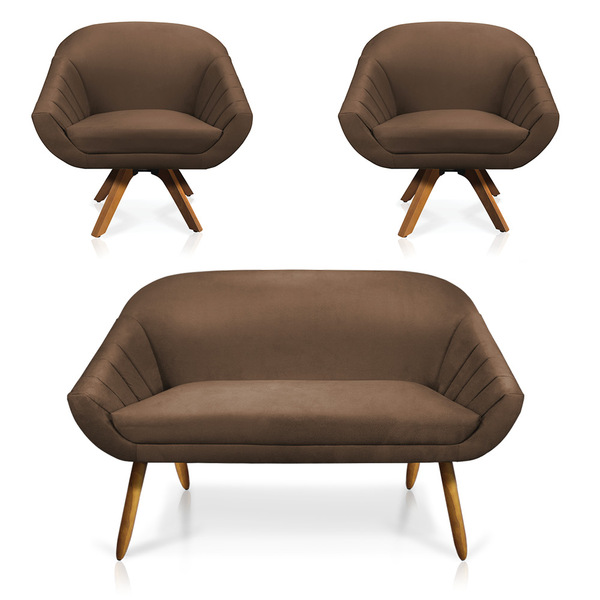 Kit 01 Namoradeira 02 Lugares E 02 Poltronas Giratória Giovan