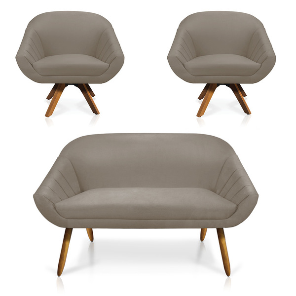 Kit 01 Namoradeira 02 Lugares E 02 Poltronas Giratória Giovan