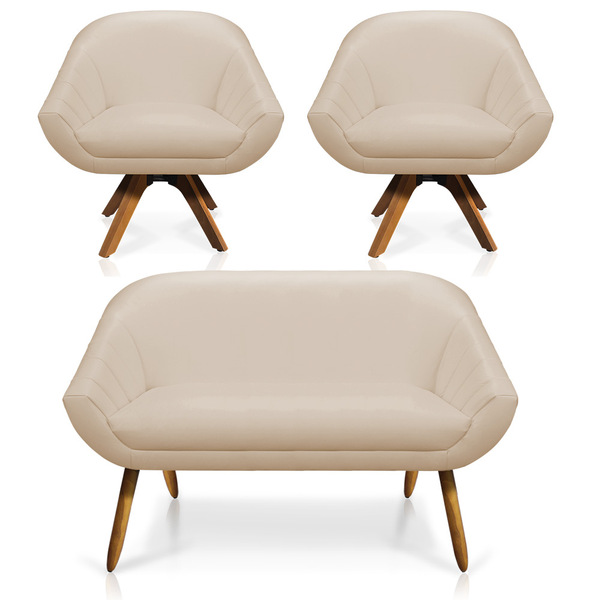 Kit 01 Namoradeira 02 Lugares E 02 Poltronas Giratória Giovan