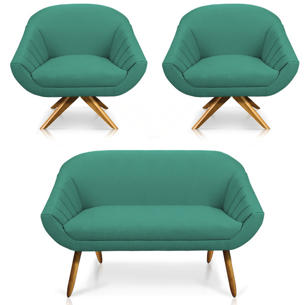 Kit 01 Namoradeira 02 Lugares E 02 Poltronas Giratória Giovan