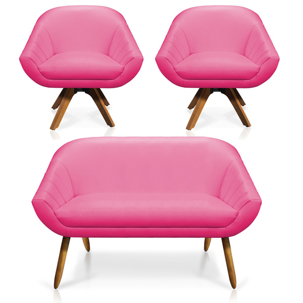 Kit 01 Namoradeira 02 Lugares E 02 Poltronas Giratória Giovan