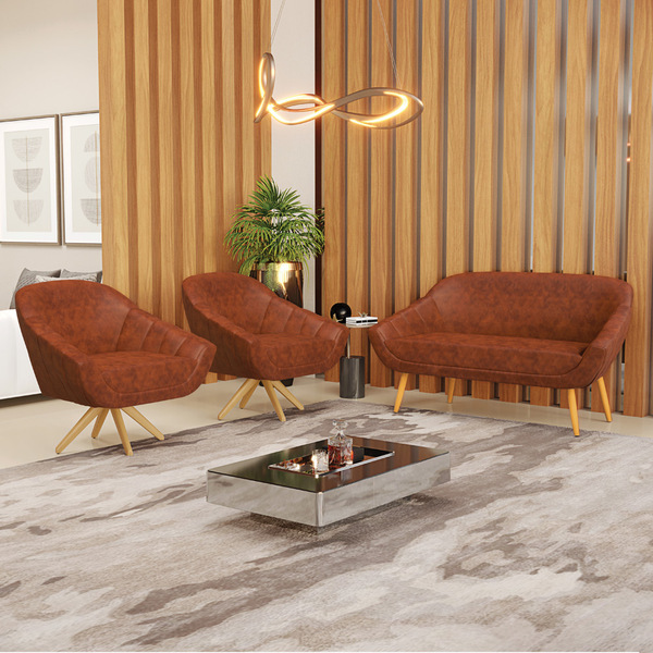 Kit 01 Namoradeira 02 Lugares E 02 Poltronas Giratória Giovan