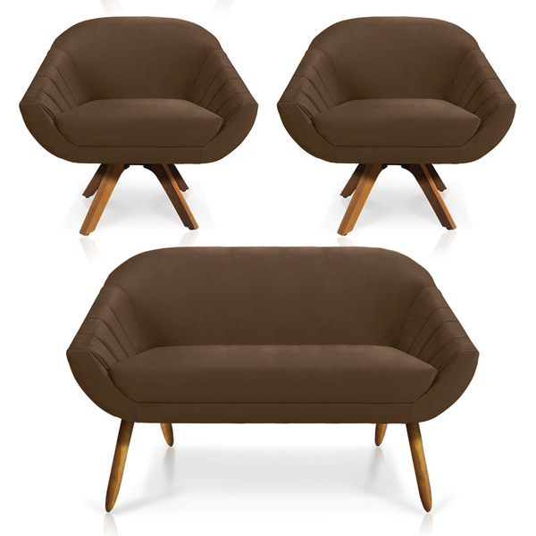 Kit 01 Namoradeira 02 Lugares E 02 Poltronas Giratória Giovan