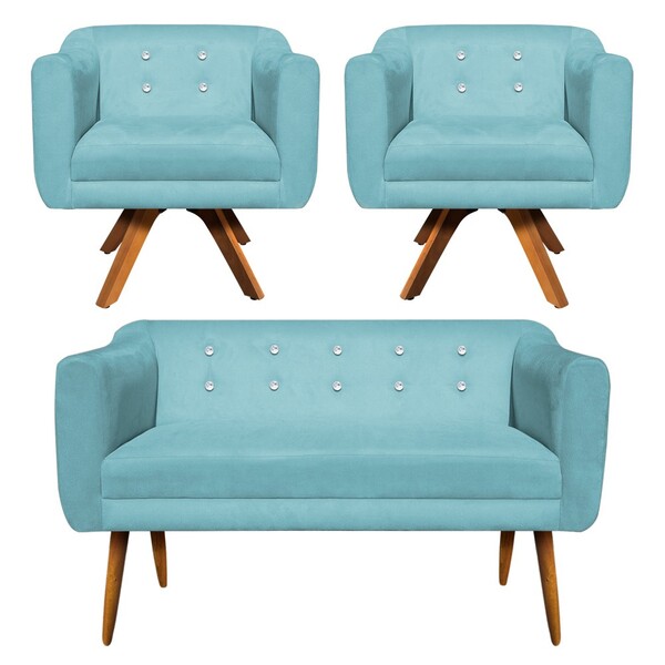 Kit 01 Namoradeira 02 Lugares E 02 Poltronas Giratória Julia