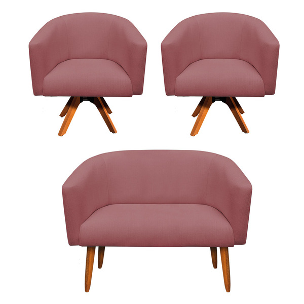 Kit 01 Namoradeira 02 Lugares E 02 Poltronas Giratória Stella