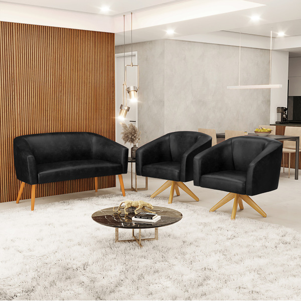 Kit 01 Namoradeira 02 Lugares E 02 Poltronas Giratória Stella